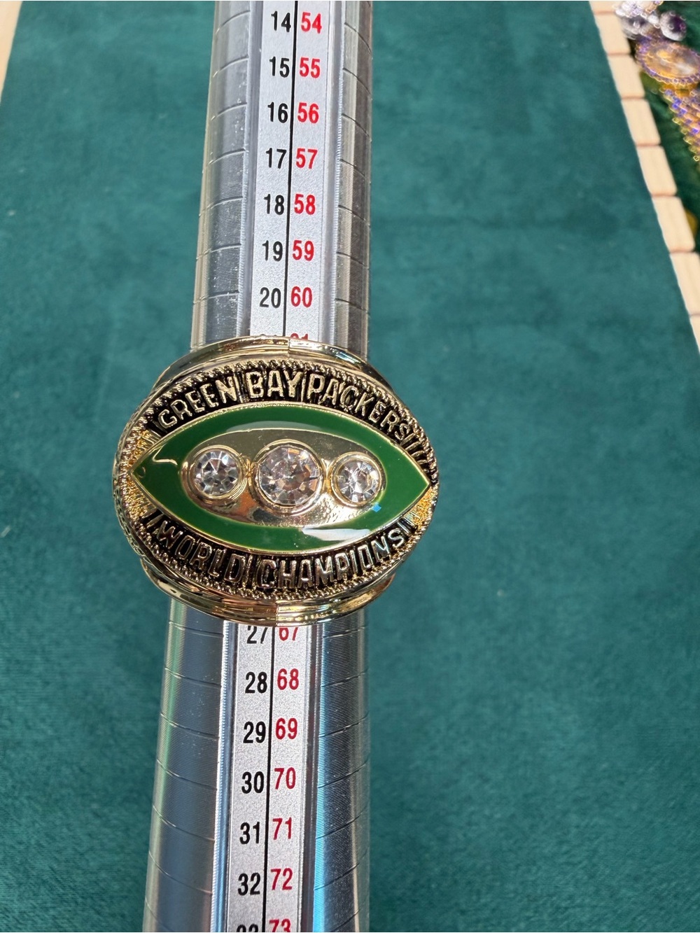 Men’s Green Championship Ring - Gold Tone Size 11